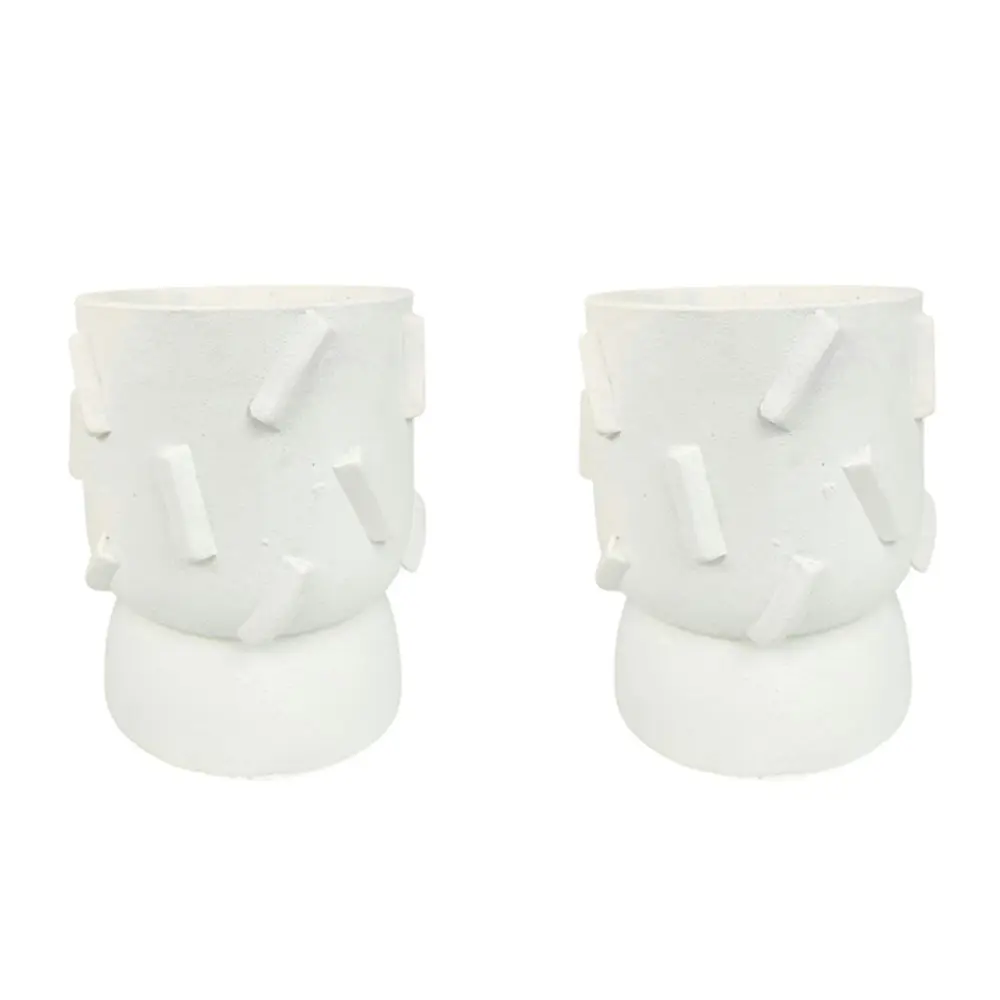 2x Urban Felix 18cm Concrete Planter Flower/Plant Pot Home Decor Medium White