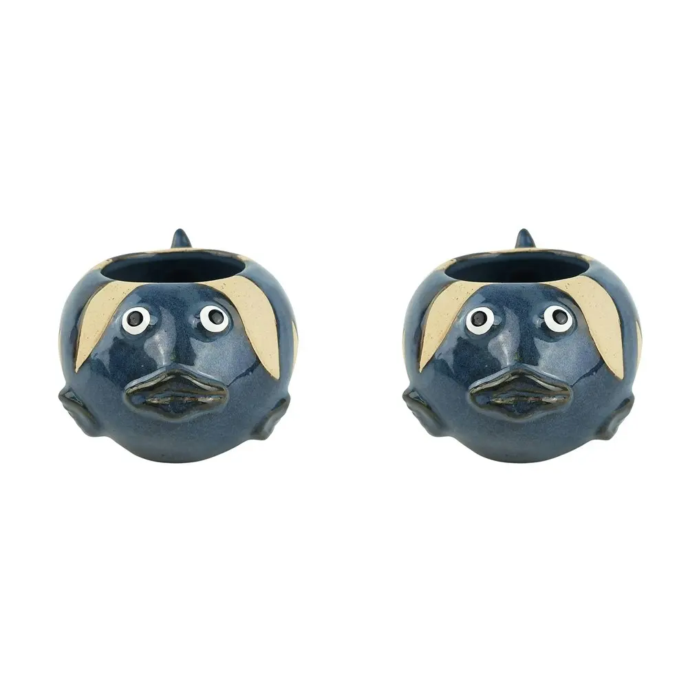 2x Urban Fish 7cm Ceramic Planter Home/Garden Ornament Display Pot Medium Blue