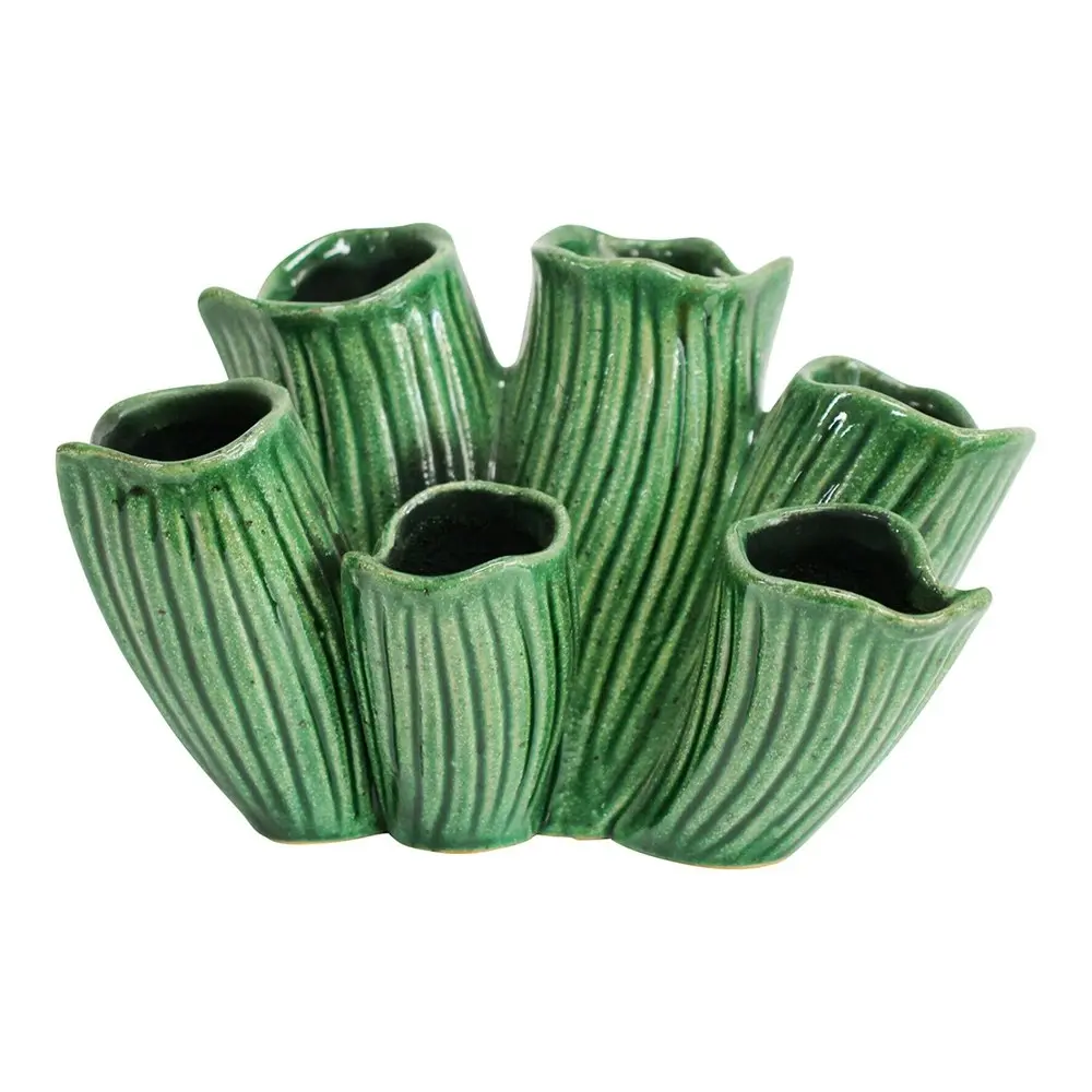 Organic Ceramic 19cm Planter Flower Pot Tabletop Home Room Garden Decor Green