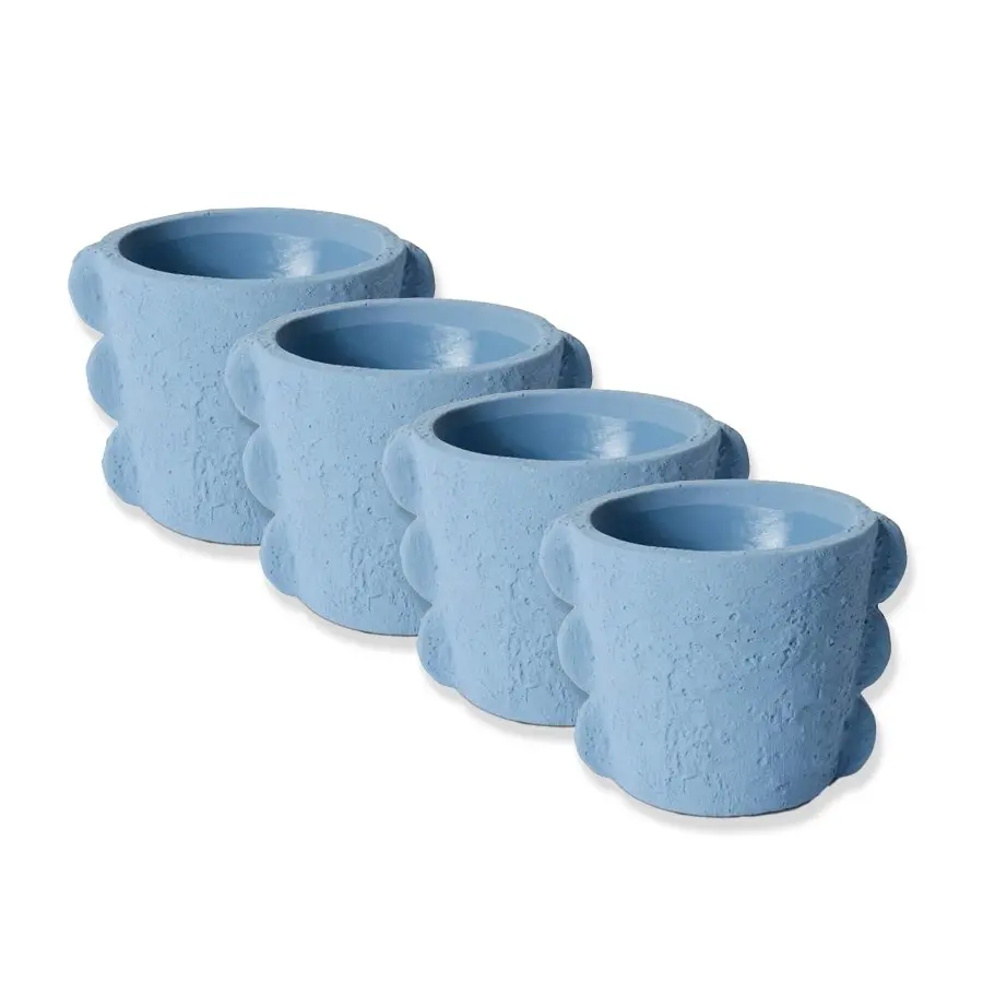 4x E Style Sutton 13cm Cement Plant Pot Flower Planter Holder Home Decor BLU