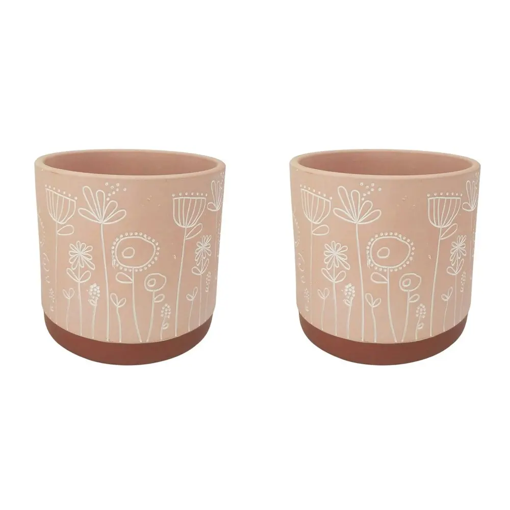 2x Urban Bree 14cm Ceramic Planter Flower/Plant Pot Home Desk Decor Medium Pink