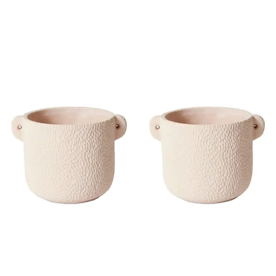 2x E Style Isadora 23cm Cement Plant Pot Home Decorative Planter Round Pink