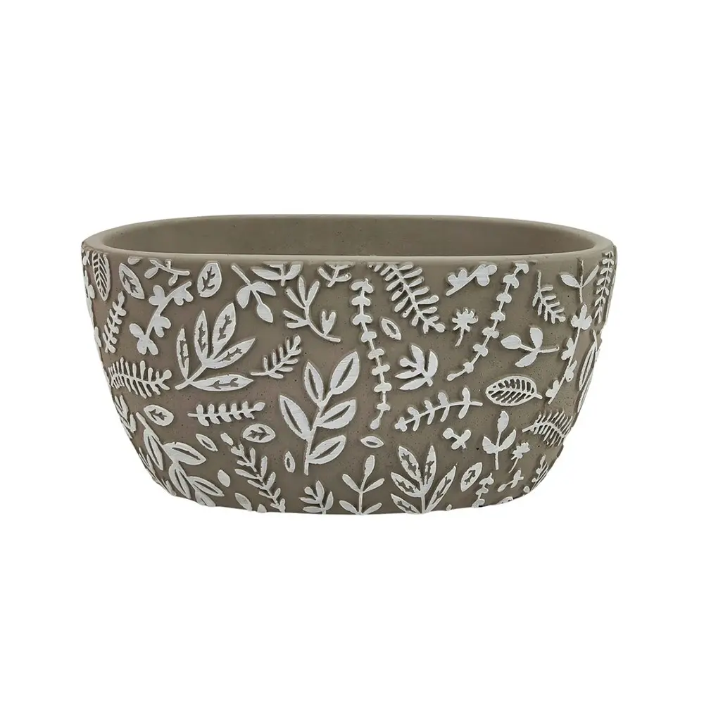 Urban Josie 23cm Ceramic Floral Planter Flower Pot Home Decor Large Grey/White