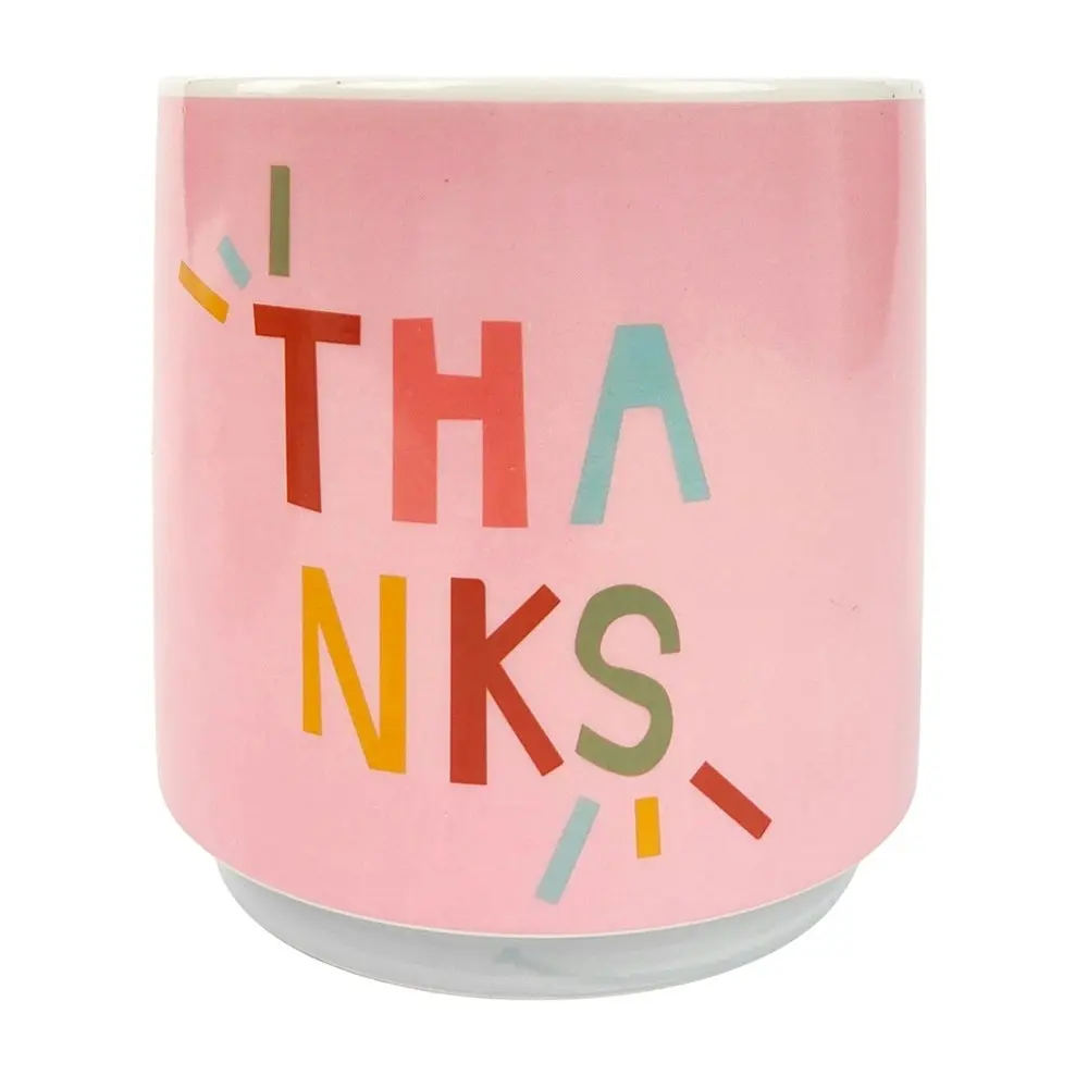 Urban 13cm Funky Quote Thanks Ceramic Planter Garden Decor Plant/Flower Pot Pink