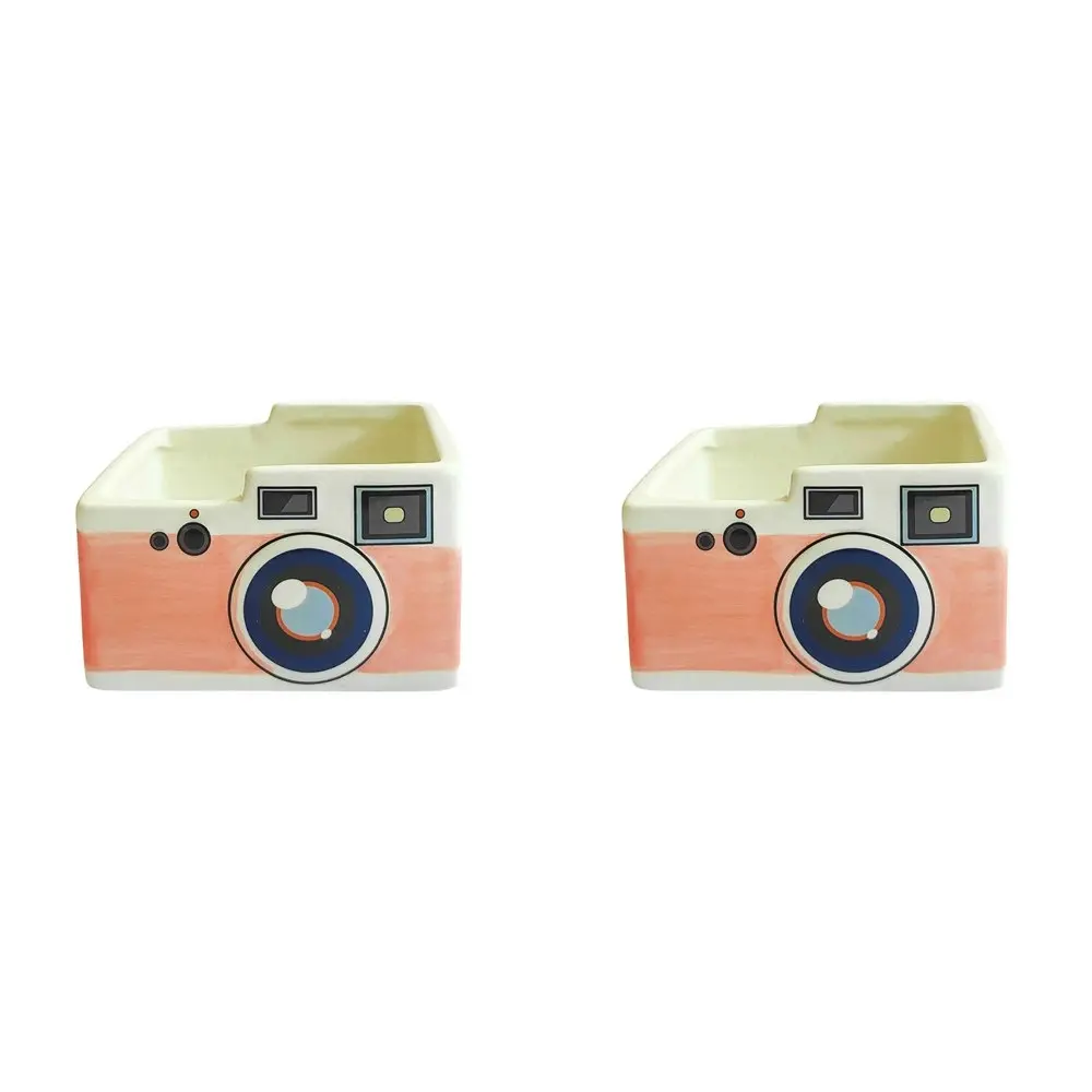 2x Urban 10cm Retro Camera Ceramic Planter Home/Garden Decor Flower Pot Pink