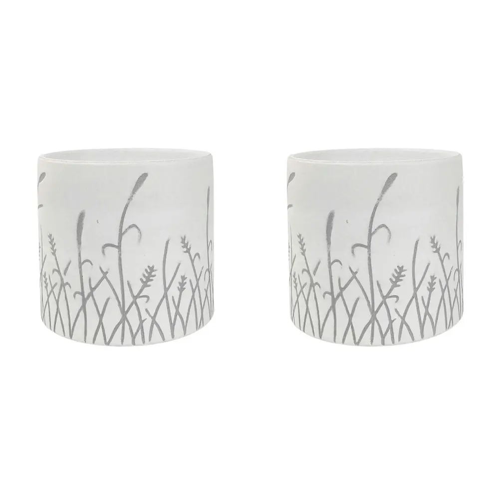 2x Urban Riya 12.5cm Ceramic Flower/Plant Pot Planter Garden Decor Medium White