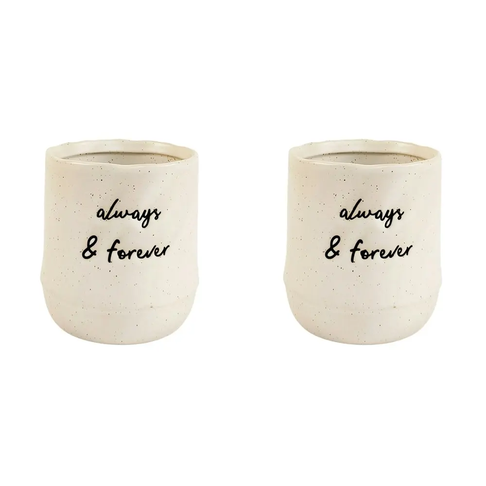 2x Urban 11cm Ceramic Always Forever Planter Plant Pot Home/Garden Decor White