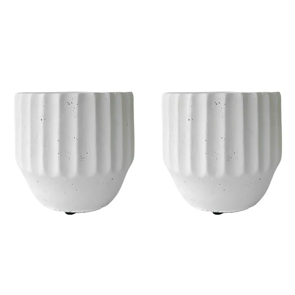 2x Urban Aylin 14cm Concrete Planter Flower/Plant Pot Med Home Desk Decor White