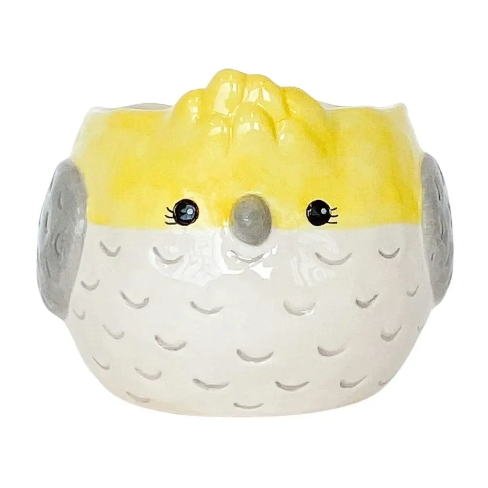 Urban Products Cockatoo Themed Bird Planter Home Garden Decor White Yellow 19cm