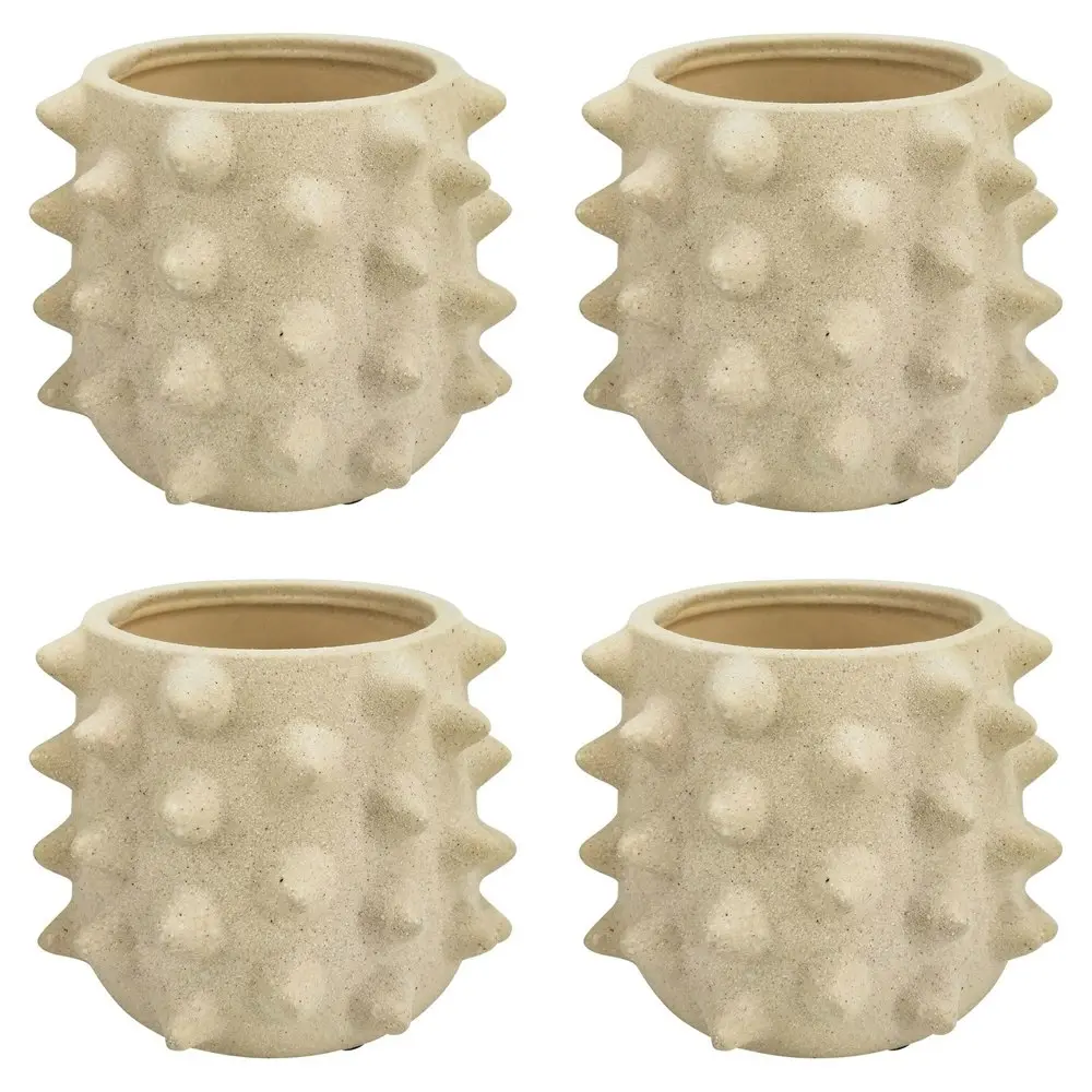 4x Urban Isaac Spike 12cm Ceramic Planter Flower/Plant Pot Small Desk Decor WHT