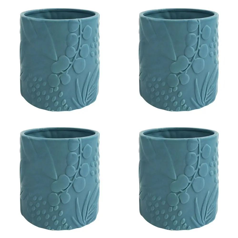 4x Urban Caprice Foliage 14cm Ceramic Planter Flower/Plant Pot Decor Medium Sky