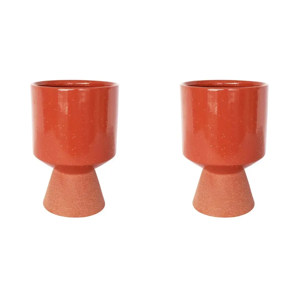 2x Urban Brynn 20cm Ceramic Tall Planter Flower/Plant Pot MediumBerry/Terracotta