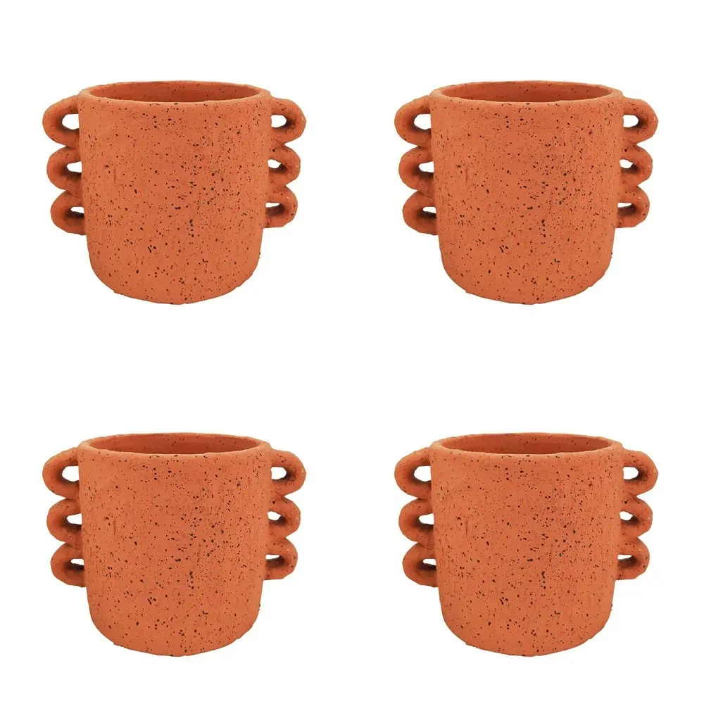 4x Urban Dayze Concrete 20cm Planter Flower/Plant Pot Home Desk Decor Sml Sienna