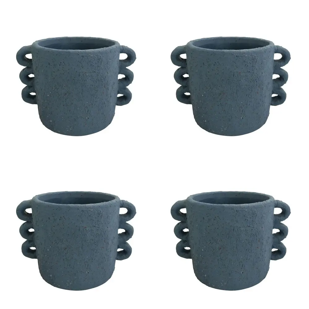 4x Urban Dayze 13cm Concrete Planter Flower/Plant Pot Home Decor Small Sapphire