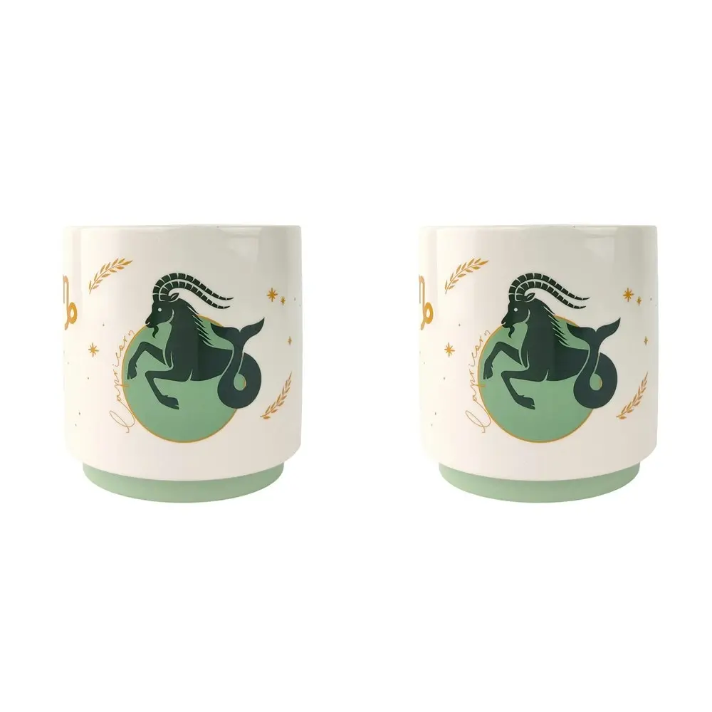 2x Urban Capricorn Zodiac 13cm Ceramic Planter Flower/Plant Pot Decor Sml Green