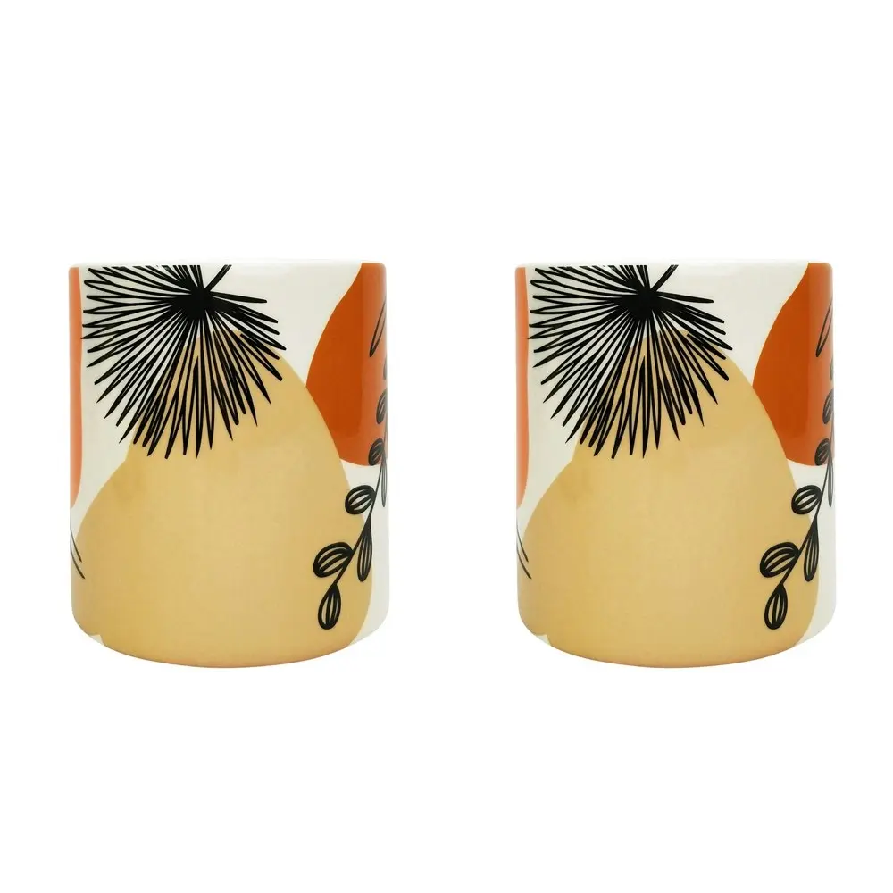 2x Urban Willa Foliage 16cm Ceramic Planter Flower/Plant Pot Medium Peach/Orange