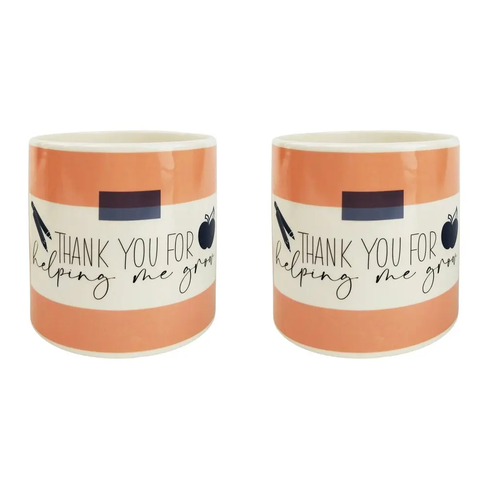 2x Urban Thank You for Helping Me Grow 12cm Planter Plant Pot Small Pink/Navy