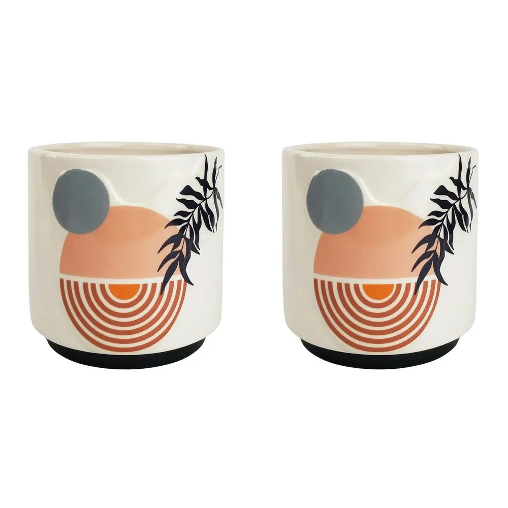 2x Urban Quinn Abstract Rainbow 13cm Ceramic Planter Flower/Plant Pot Decor Sml