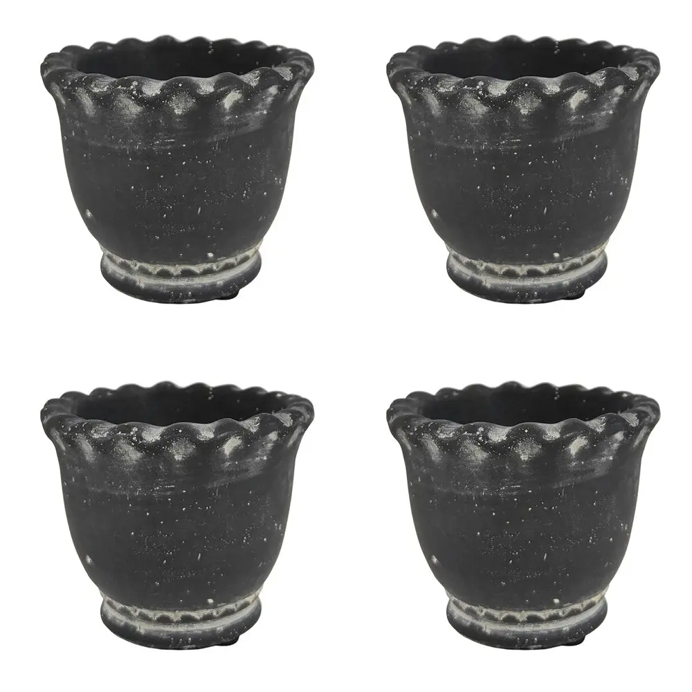 4x Urban Marie 9cm Ceramic Planter Flower/Plant Pot Home Decor Small Charcoal