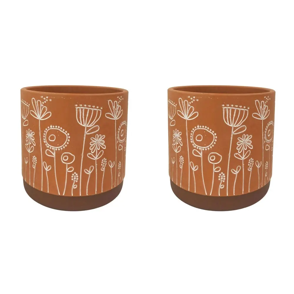 2x Urban Bree 14cm Ceramic Planter Flower/Plant Pot Home Decor Medium Terracotta