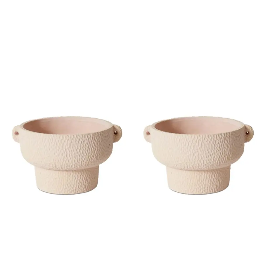 2x E Style Isadora 21cm Cement Bowl Plant Pot Flower Planter Home Decor Pink