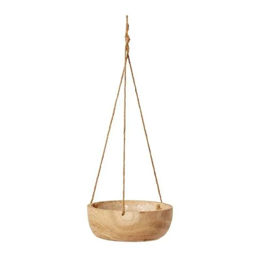 E Style Argus 90cm Paulownia Wood Hanging Plant Bowl Round Planter Natural