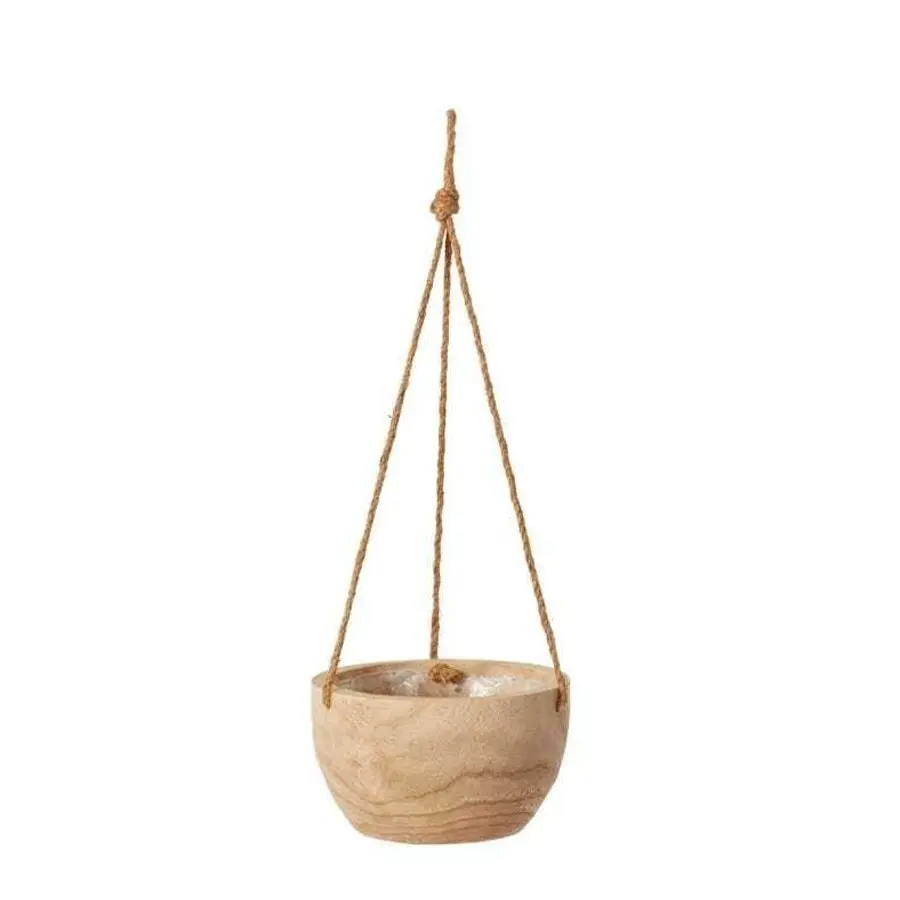 E Style Argus 60cm Paulownia Wood Hanging Plant Bowl Round Planter Natural