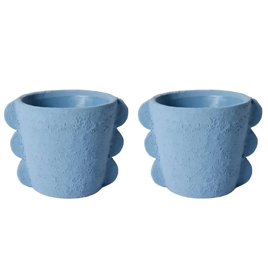 2x E Style Sutton 22cm Cement Plant Pot Flower Planter Holder Home Decor BLU