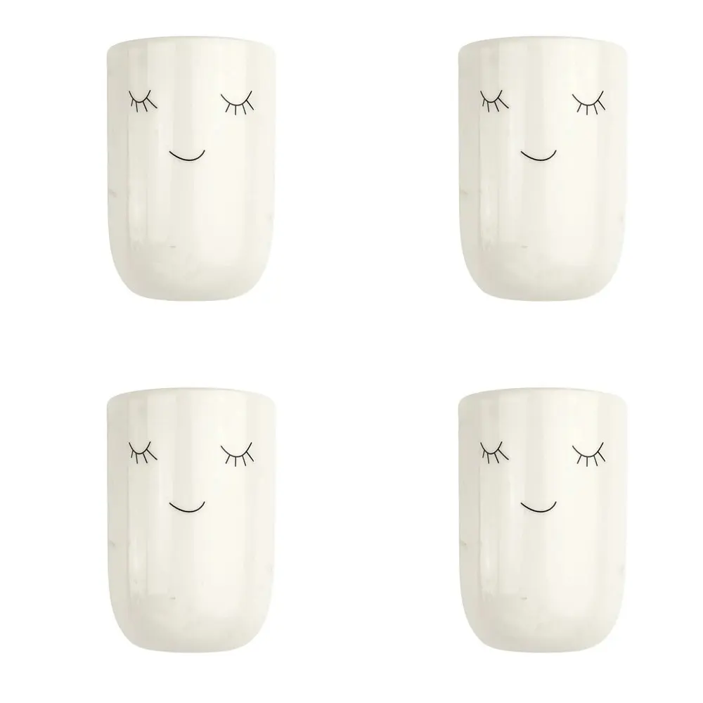 4x Urban Face Magnet 9x12cm Ceramic Planter Flower/Plant Pot Desk Decor White