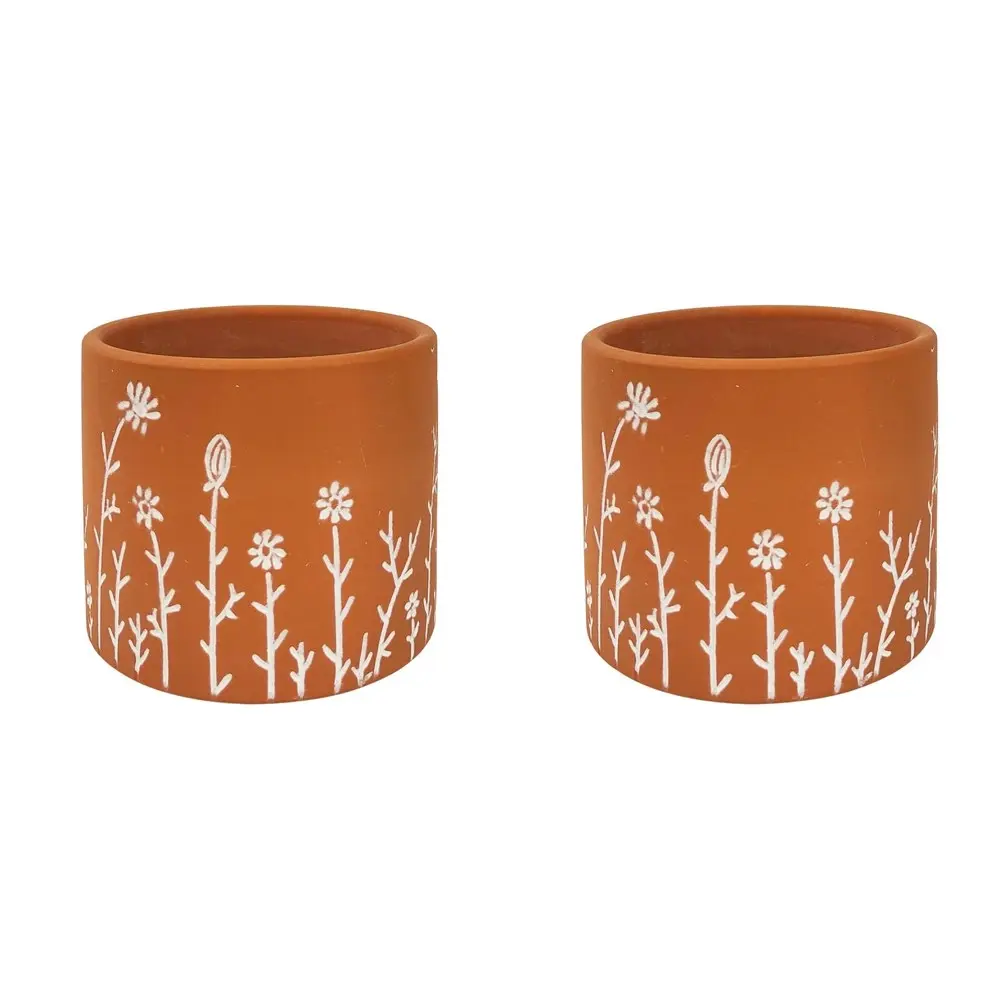 2x Urban Riya 10.5cm Ceramic Plant Pot Planter Garden Decor Small Terracotta