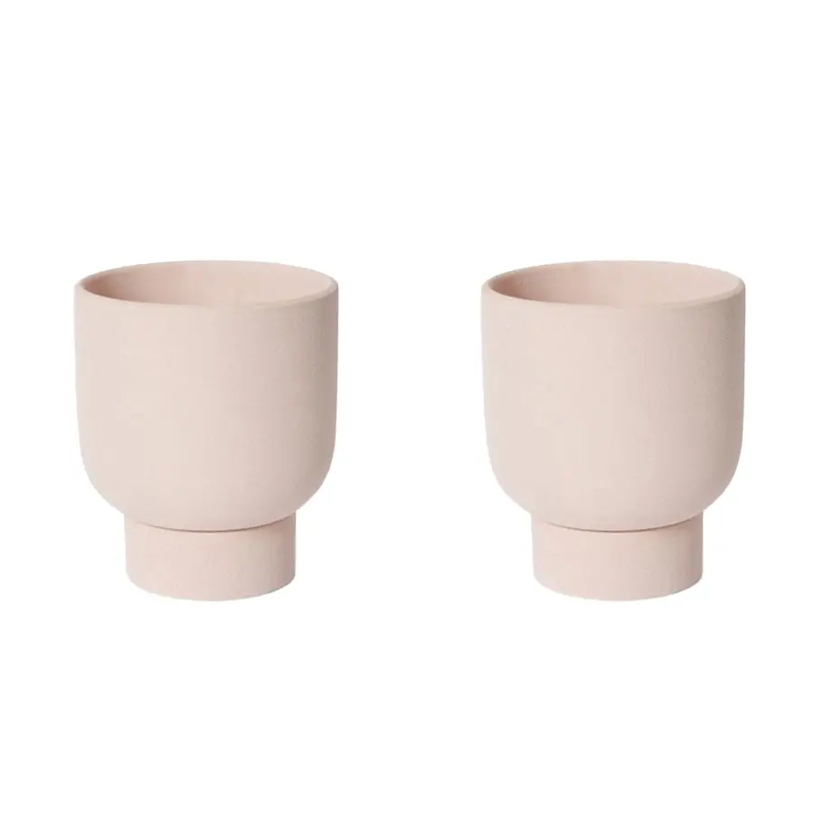 2x E Style Daylen 19cm Ceramic Plant Pot w/ Saucer Home Decor Planter Pink