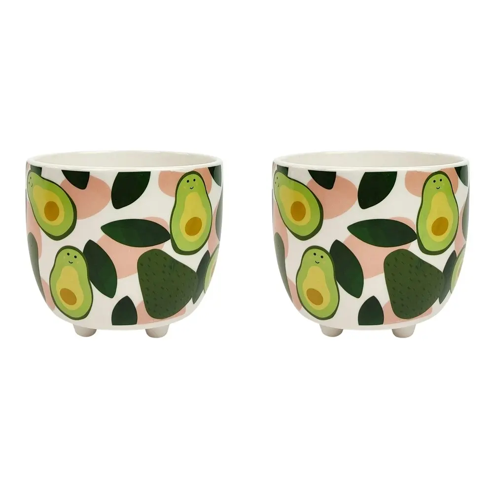 2x Urban 10cm Avocado Ceramic Planter Garden Decor Plant/Flower Pot Small Green