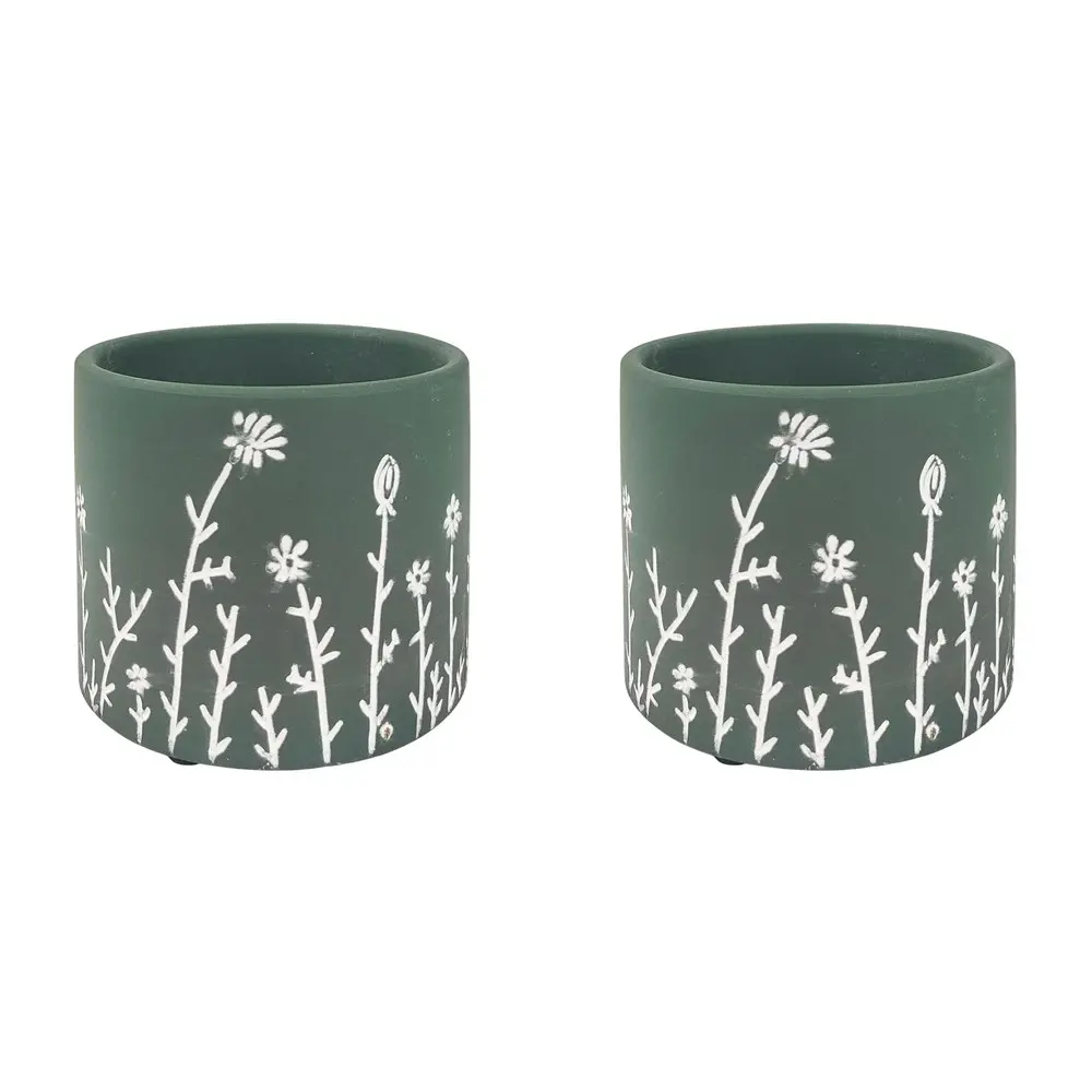 2x Urban Riya 10.5cm Ceramic Flower/Plant Pot Planter Garden Decor Small Green