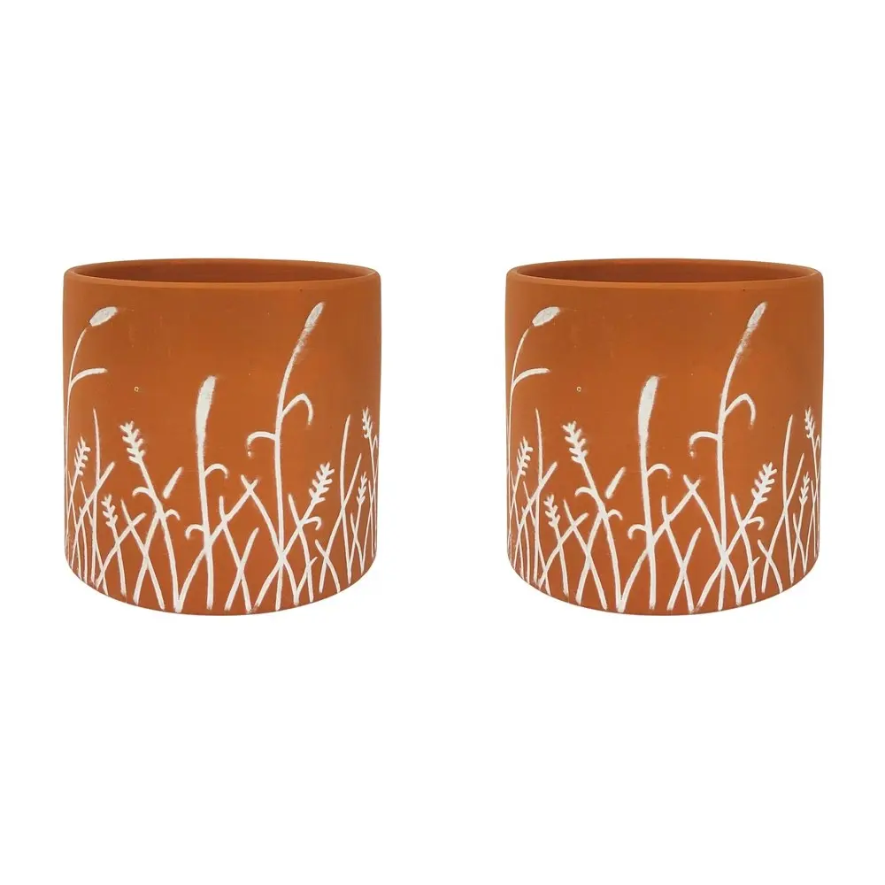 2x Urban Riya 12.5cm Ceramic Flower/Plant Pot Planter Garden Decor M Terracotta