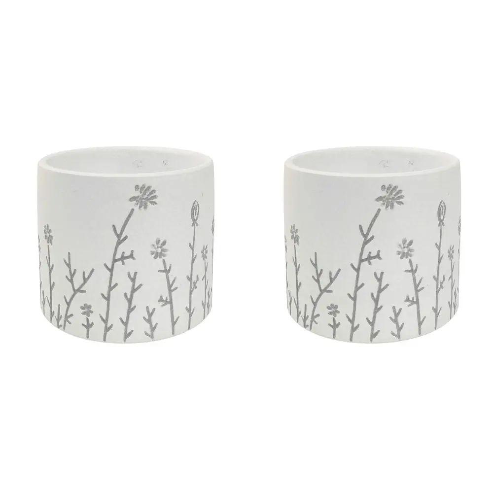 2x Urban Riya 10.5cm Ceramic Flower/Plant Pot Planter Garden Decor Small White