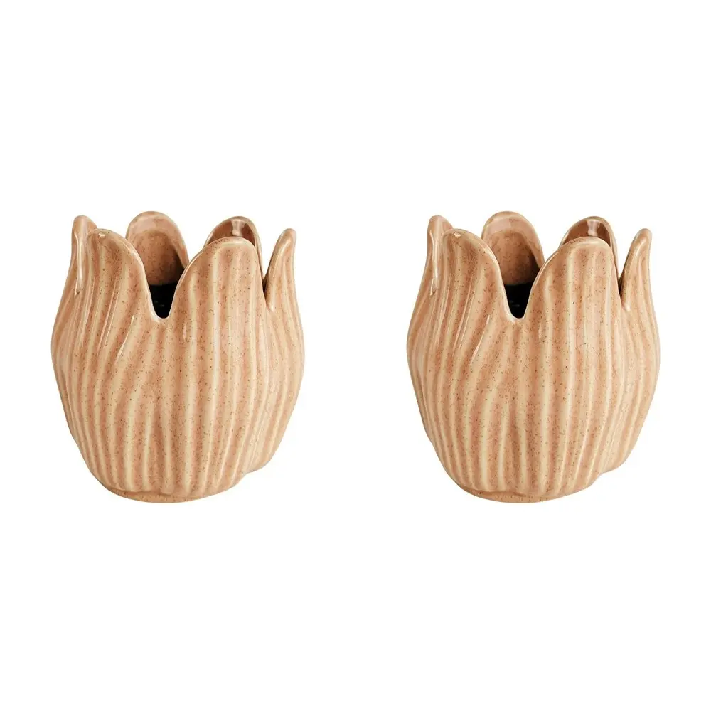 2x Urban 12cm Ceramic Rylie Petal Planter Plant/Flower Pot Home/Garden Decor PNK