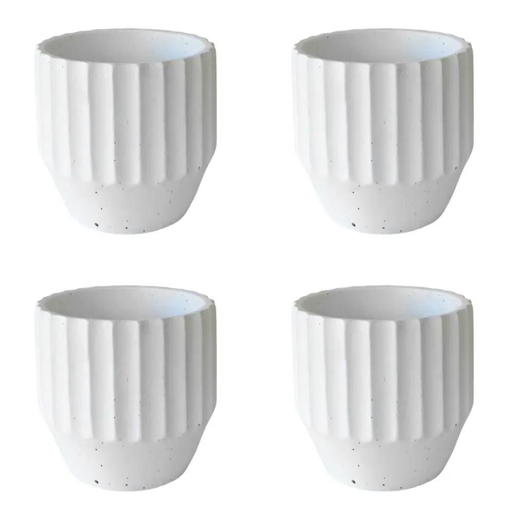 4x Urban Aylin 12cm Concrete Planter Flower/Plant Pot Small Home Decor White