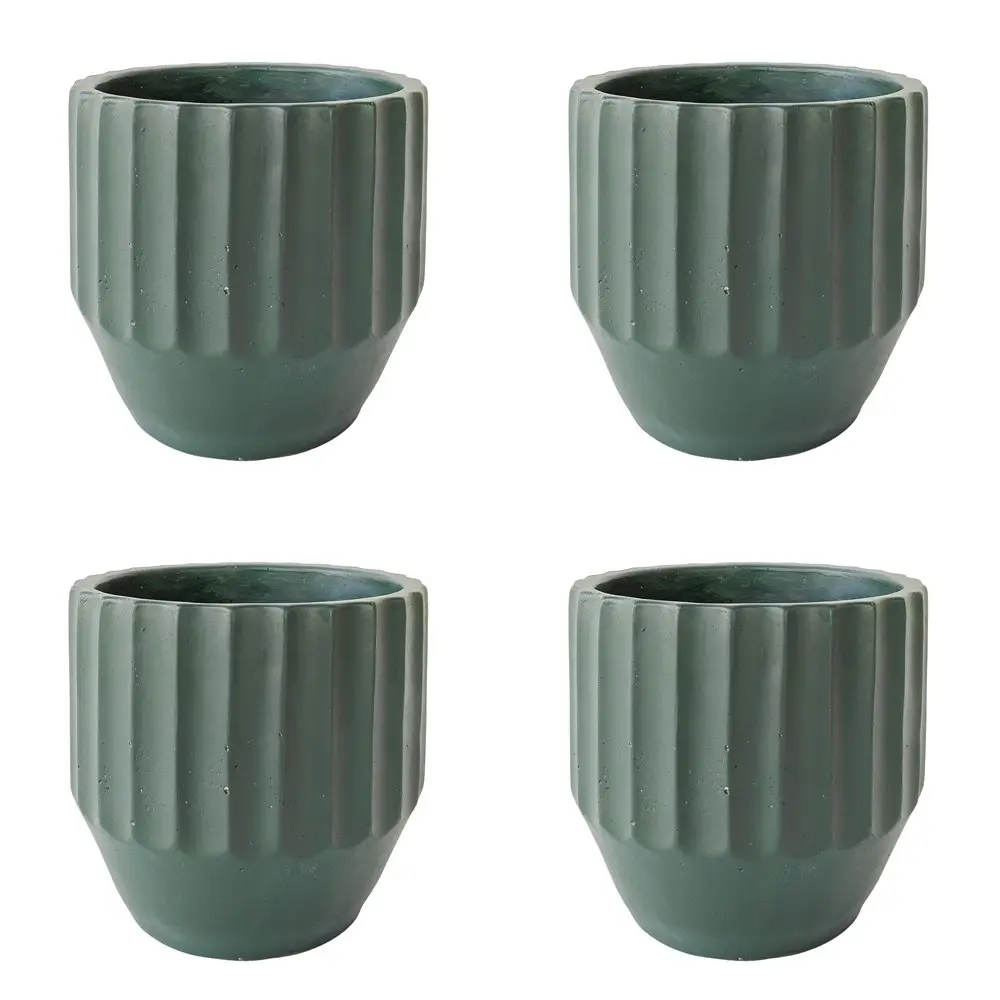 4x Urban Aylin 12cm Concrete Planter Flower/Plant Pot Sml Home Decor Dark Green