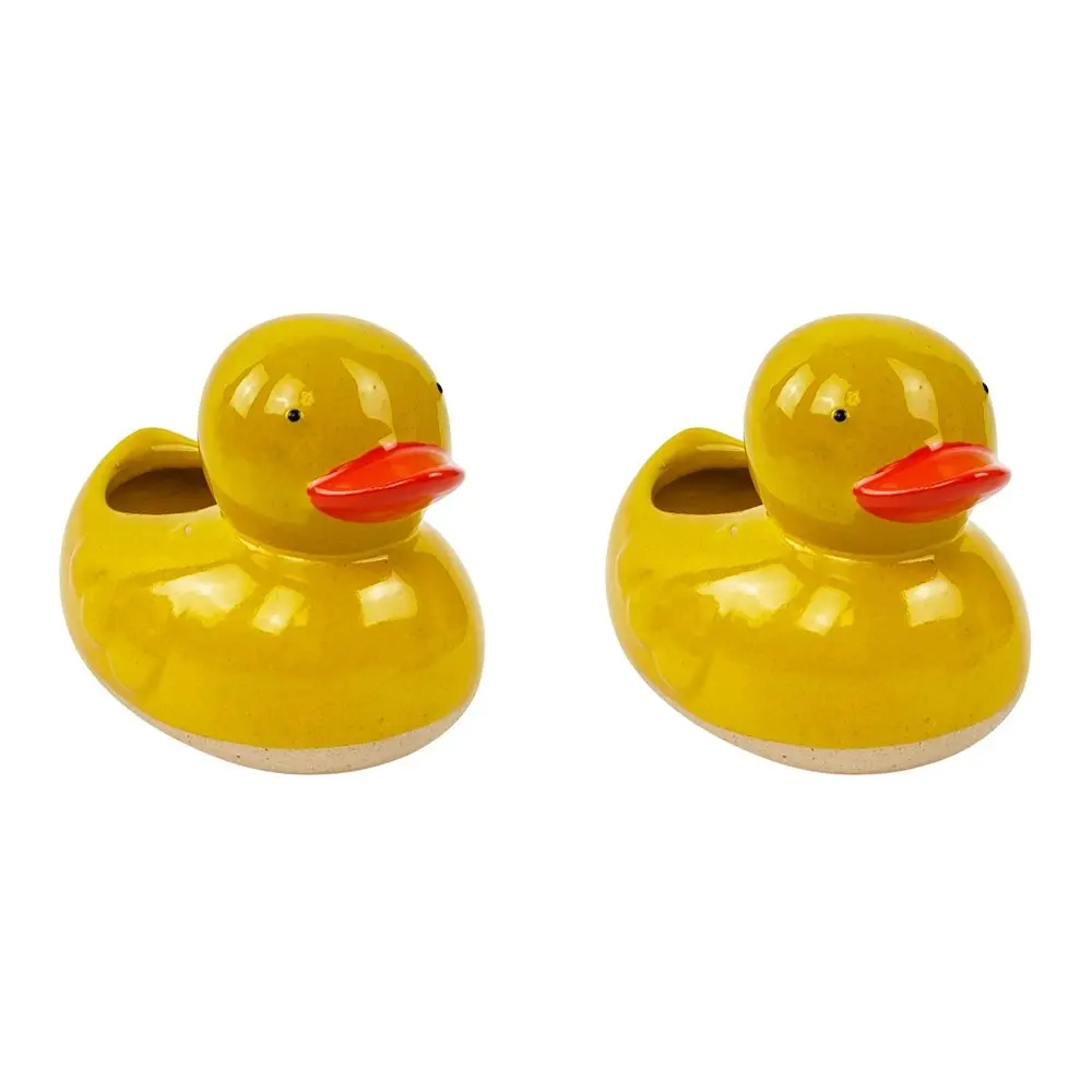 2x Urban 9.5cm Ducky Ceramic Planter Garden Decor Plant/Flower Pot Small Yellow