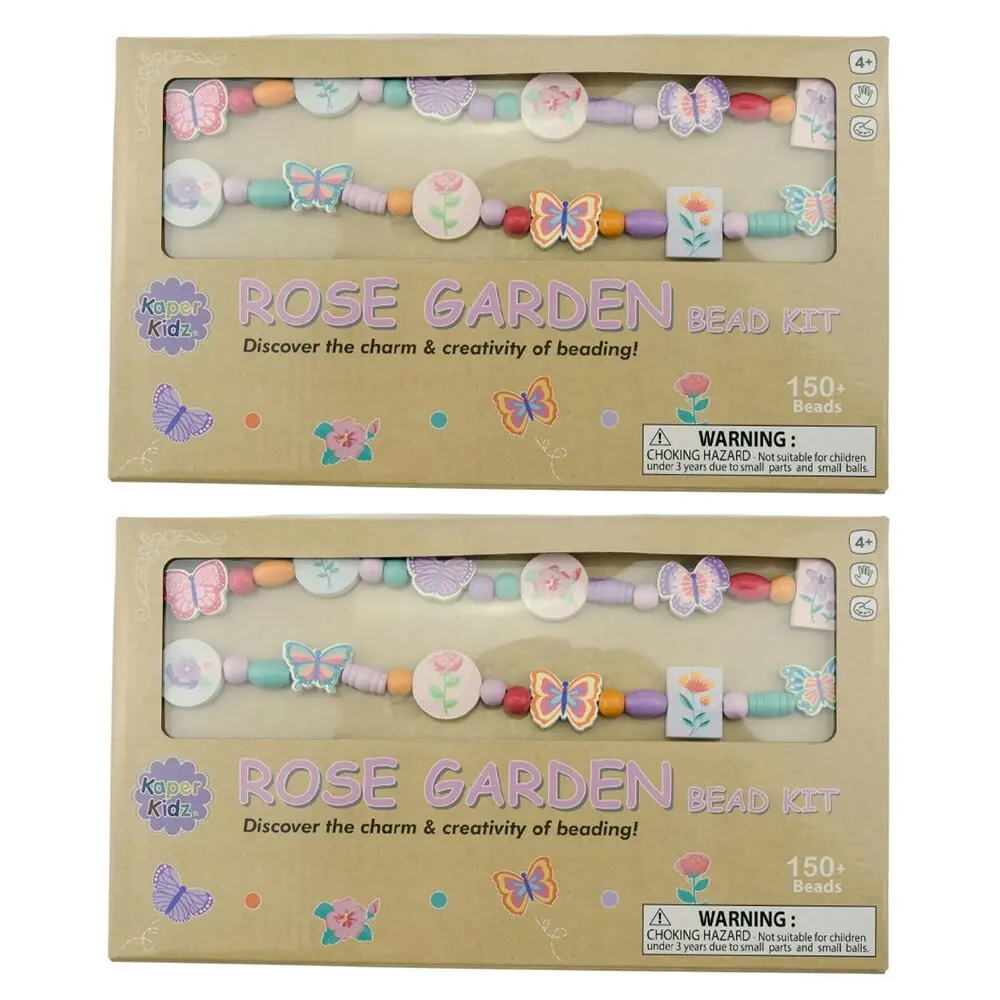 2x Kaper Kidz Rose Garden Wooden Bead Jewellery Kit Kids/Childrens Toy 4Y+