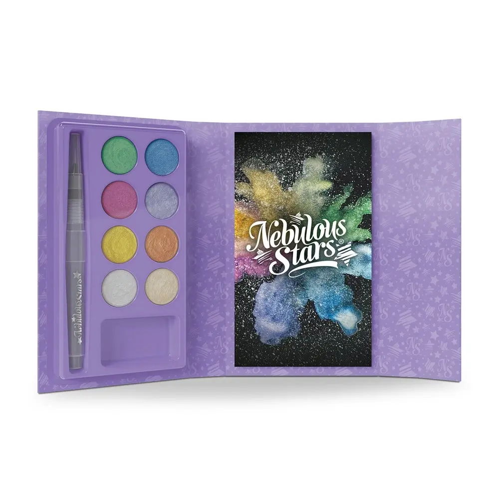 Nebulous Stars 16-Pages Watercolor-To-Go Book & Paint Set Pitch Black Kids 7+