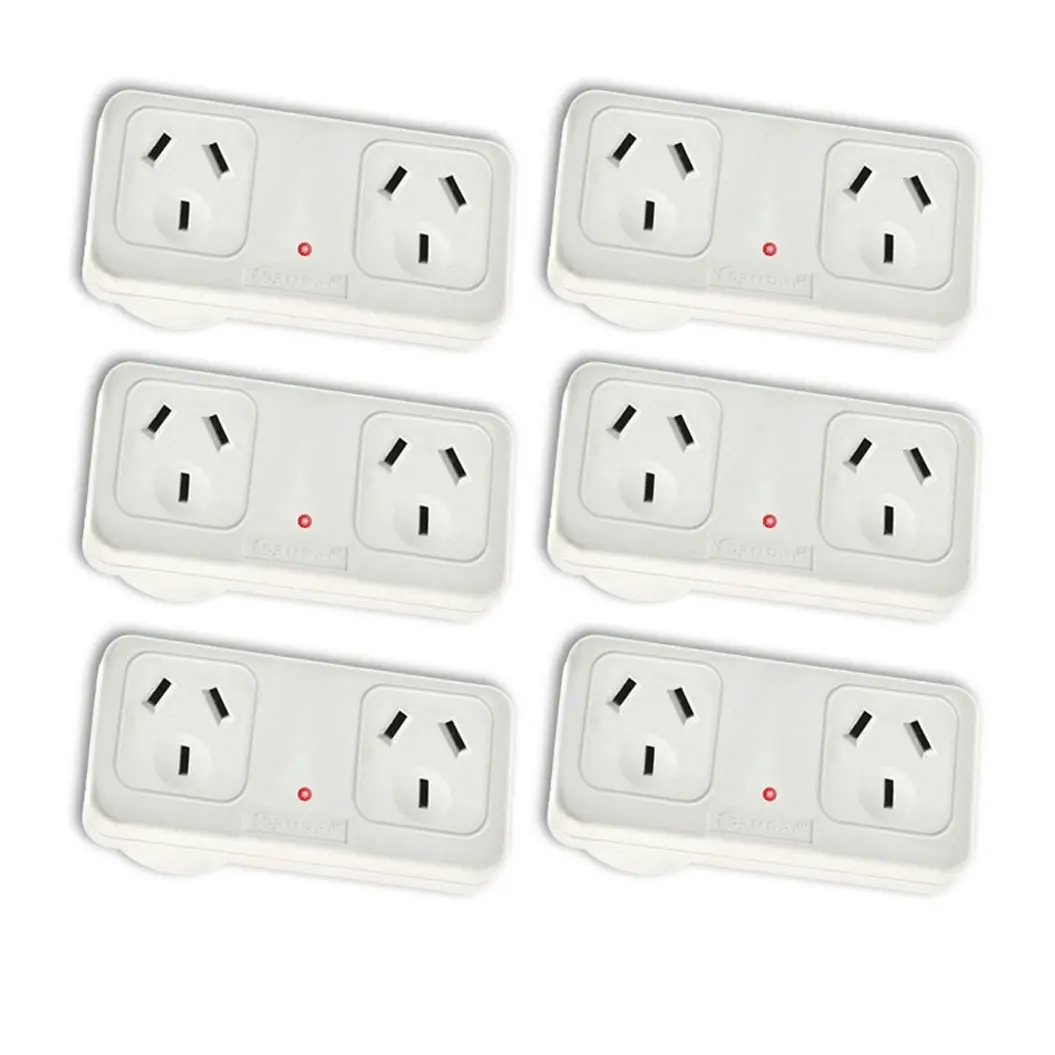 6x Sansai Horizontal Right Powerpoint Double Surge Protector Adaptor/Outlet/AU