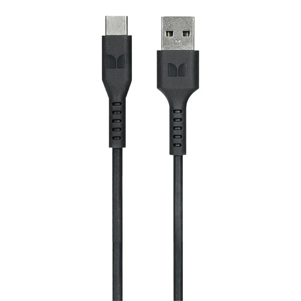 Monster TPE 1.2M USB-C to USB-A Phone Charging/Sync Power/Data Cable Black