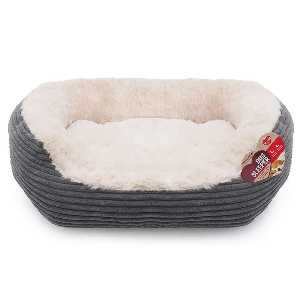 Rosewood 40 Winks Pet/Dog 51cm Bed Sleeper Jumbo Cord/Plush Sleep Cushion Grey