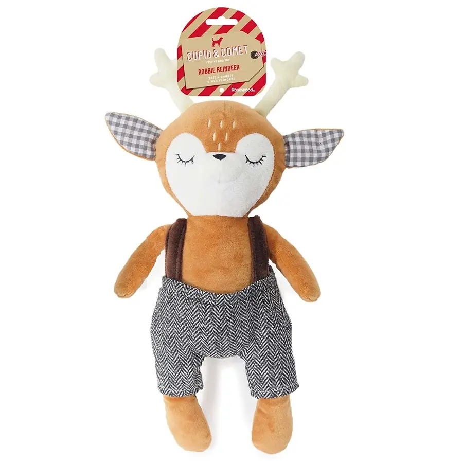 Rosewood Cupid & Comet 40x21cm Robbie Reindeer Pet Dog Toy Interactive Play