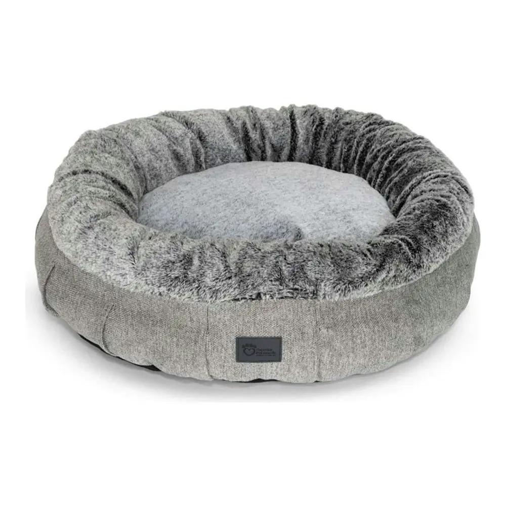 Superior Pet Goods Harley Plush Dog Bed Harlow Grey & Artic Faux Fur Small 40cm