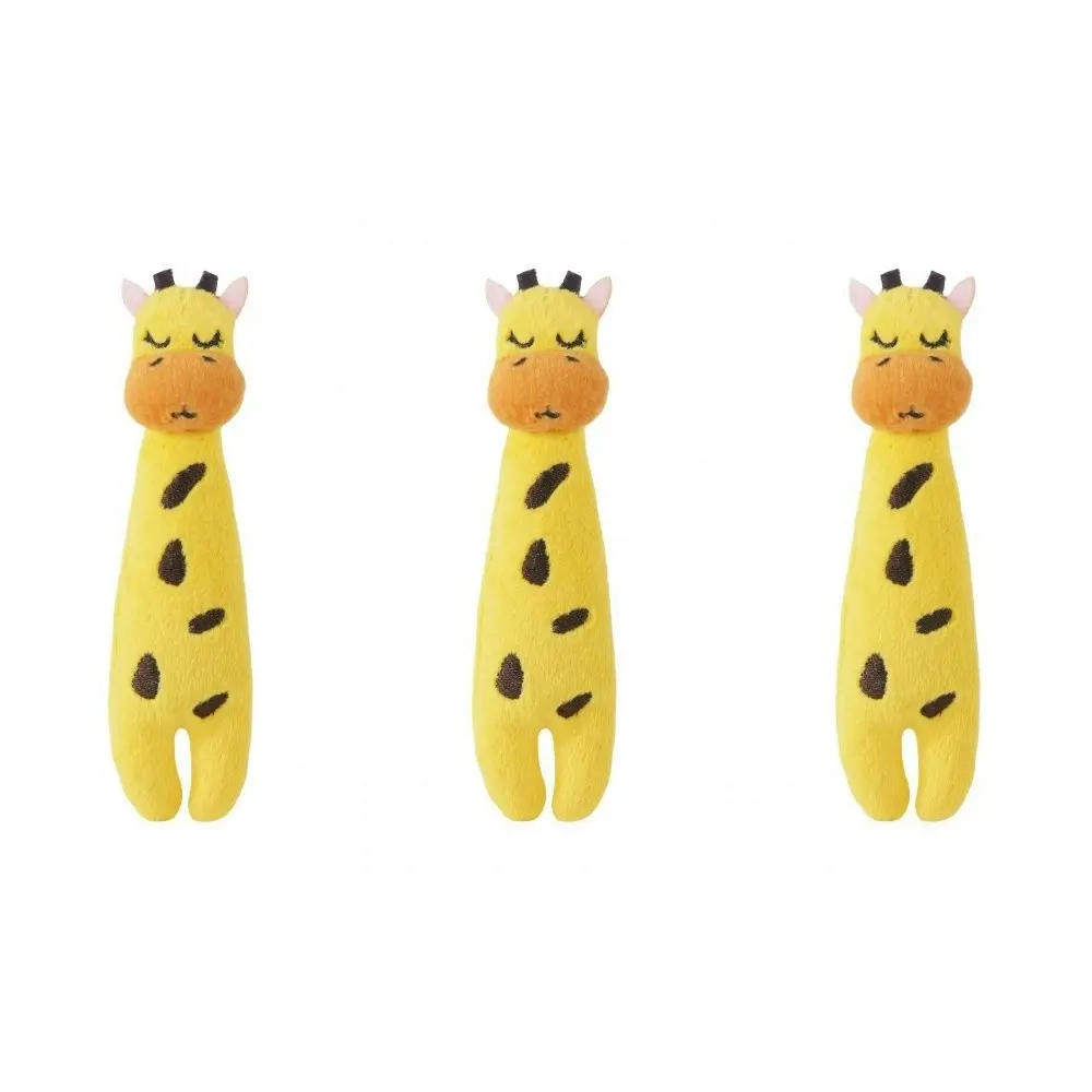 3x Rosewood Eco Friendly Pet/Cat Giraffe Plush Grab Interactive Play Toy Yellow