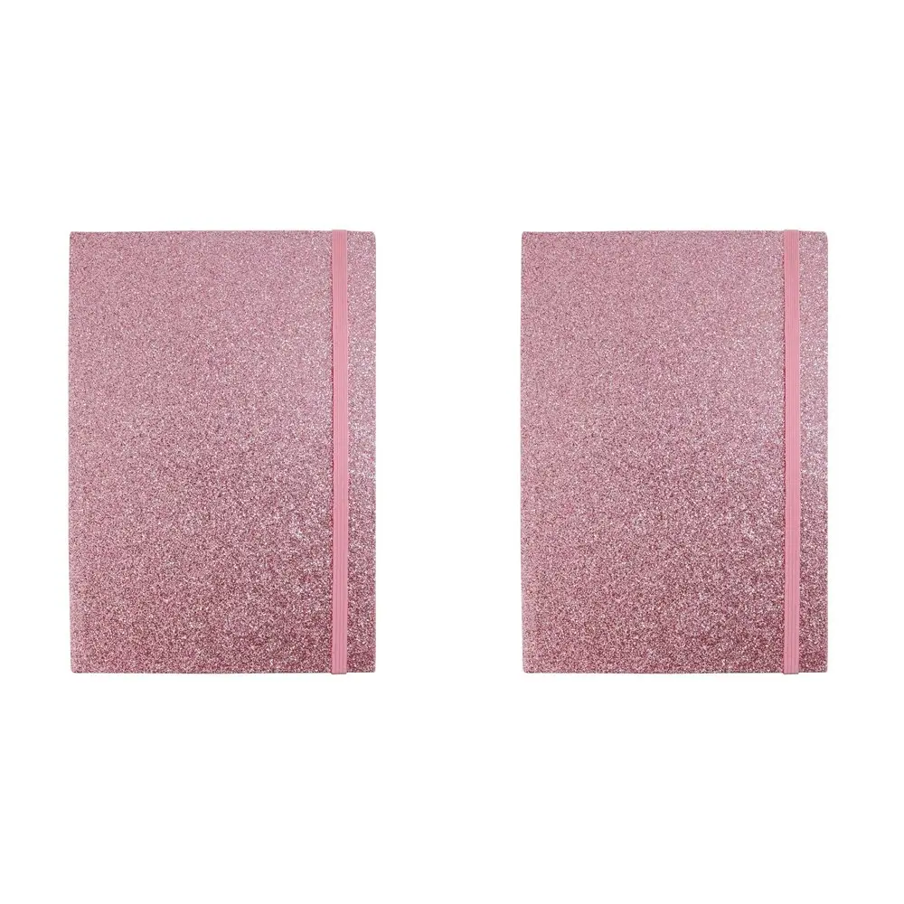 2x LVD 21cm Notebook A5 Journal/Note Writing Stationery 80 Pages Glitter Rose