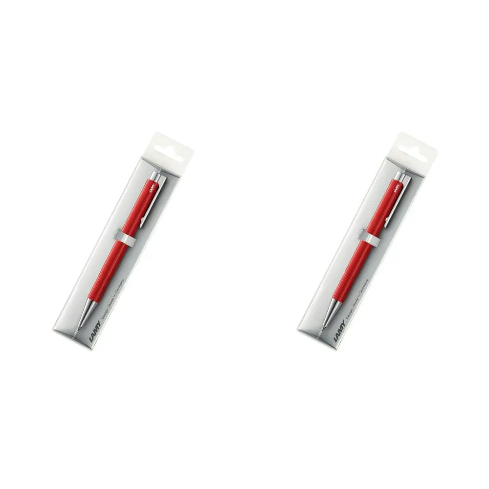 2x Lamy Logo M+ Hangsell Plastic Clip/Push-Button Steel Polished Ball Pen Red