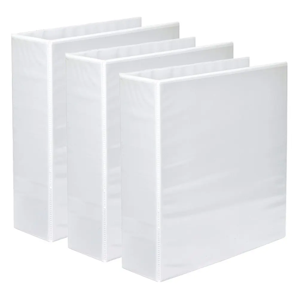 3x Marbig PP Clearview 2 D-Ring 65mm A4 Insert Binder File Paper Organiser White